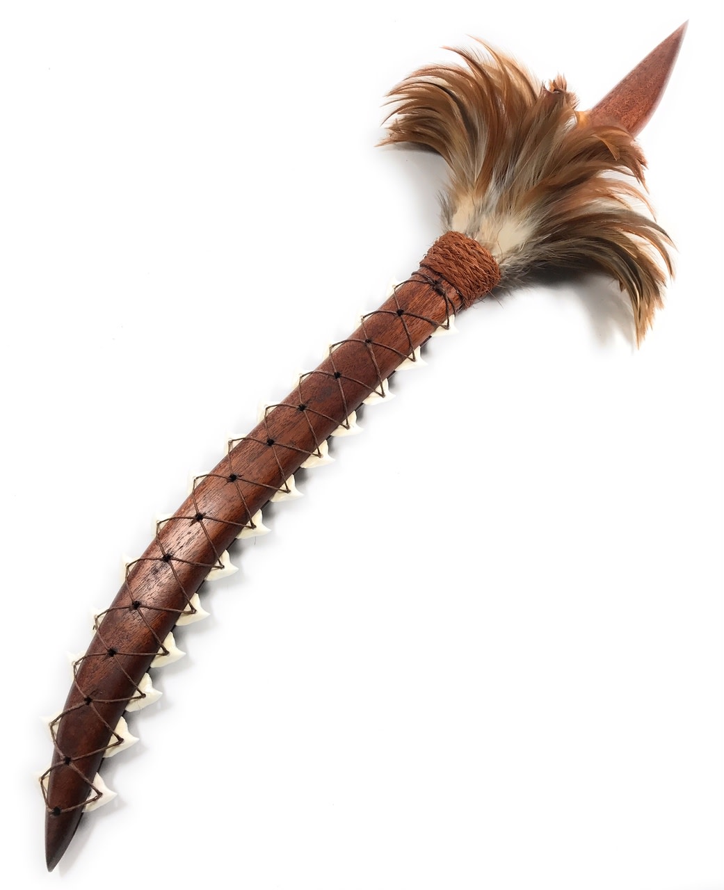 Hawaiian Artifact Koa Heritage 25 in Brown Feathers with 26 Teeth - | #koa4157 Hawaiian Artifact Koa Heritage 25 in Brown Feathers with 26 Teeth - | #koa4157